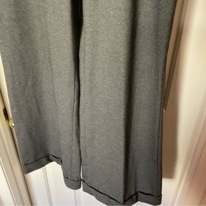 Blk/white tweed pull on trousers with cuff hem